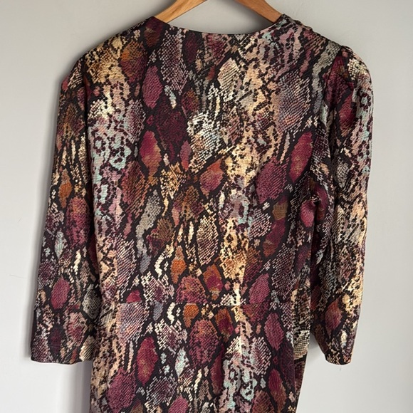 NEW REBECCA TAYLOR Snakeskin Print Silk Wrap Dress 12 - Picture 11 of 16